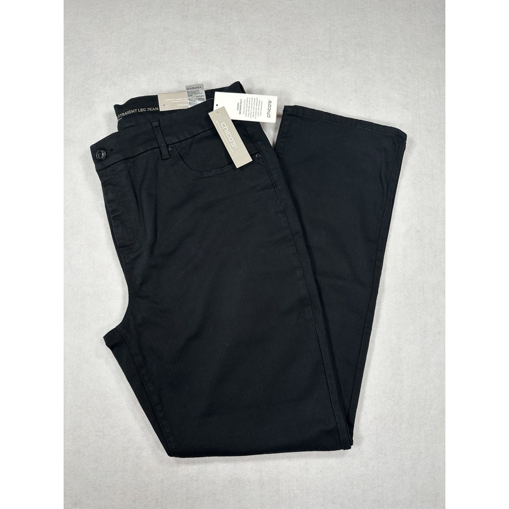 Chico's So Slimming Girlfriend Slim Leg Jeans Black Women's Sz 3R (16R) NWT